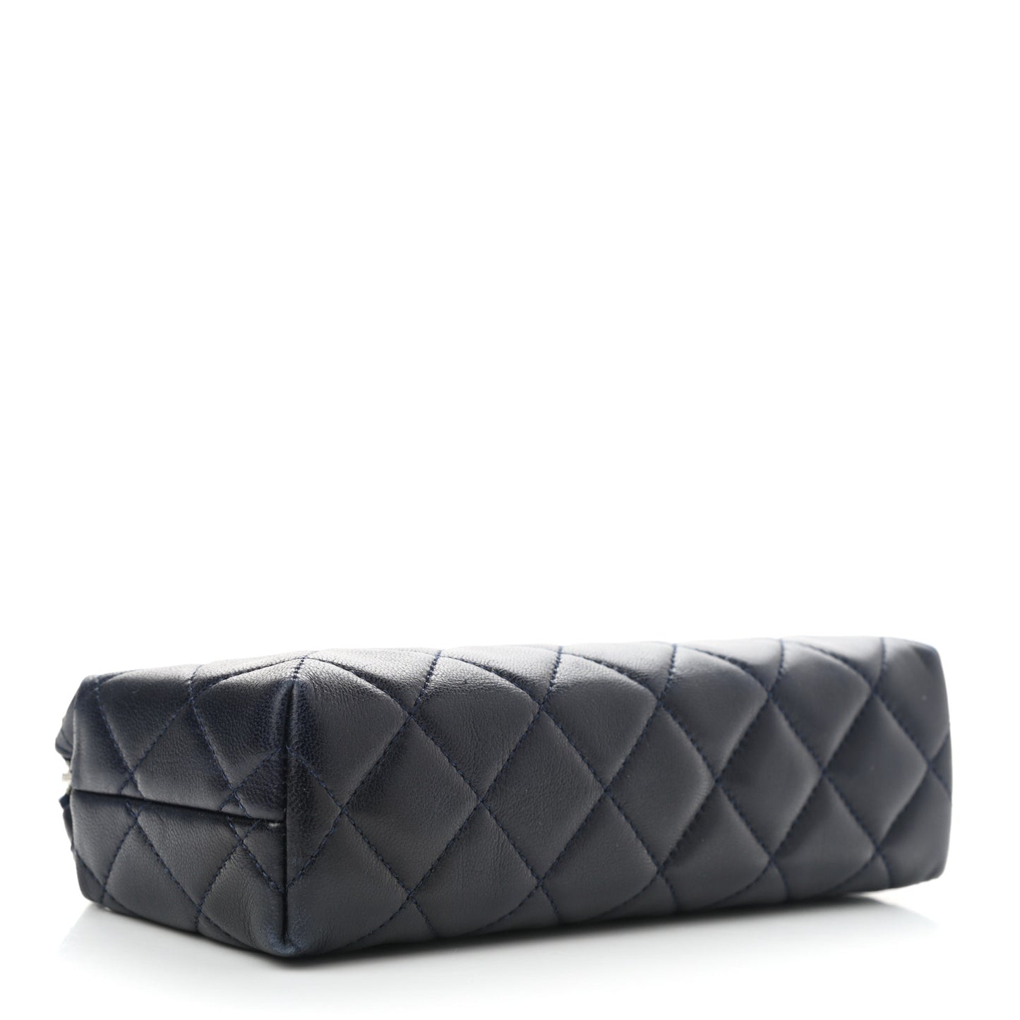 Lambskin Quilted Cosmetic Case Navy Blue