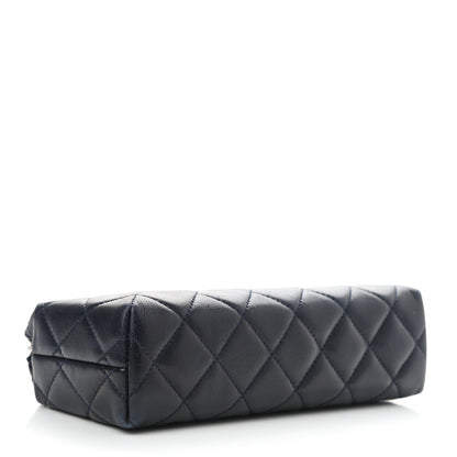 Chanel Lambskin Quilted Cosmetic Case Navy Blue 5 of 11