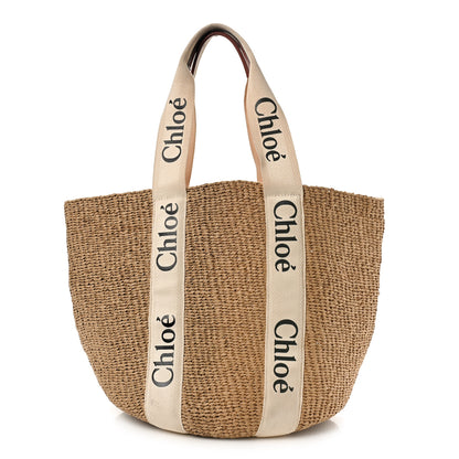 Chloe Raffia Large Woody Tote White 2 of 11