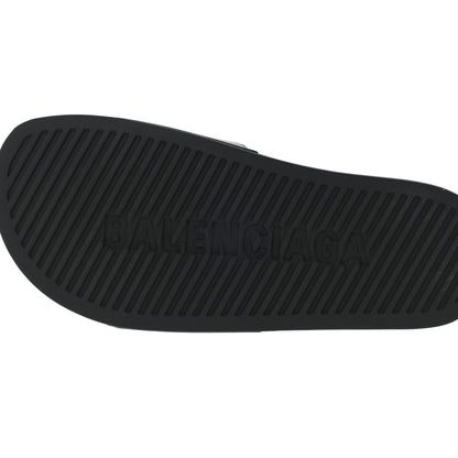 Balenciaga Rubber Womens Logo Pool Slide Sandals 37 Black 8 of 16