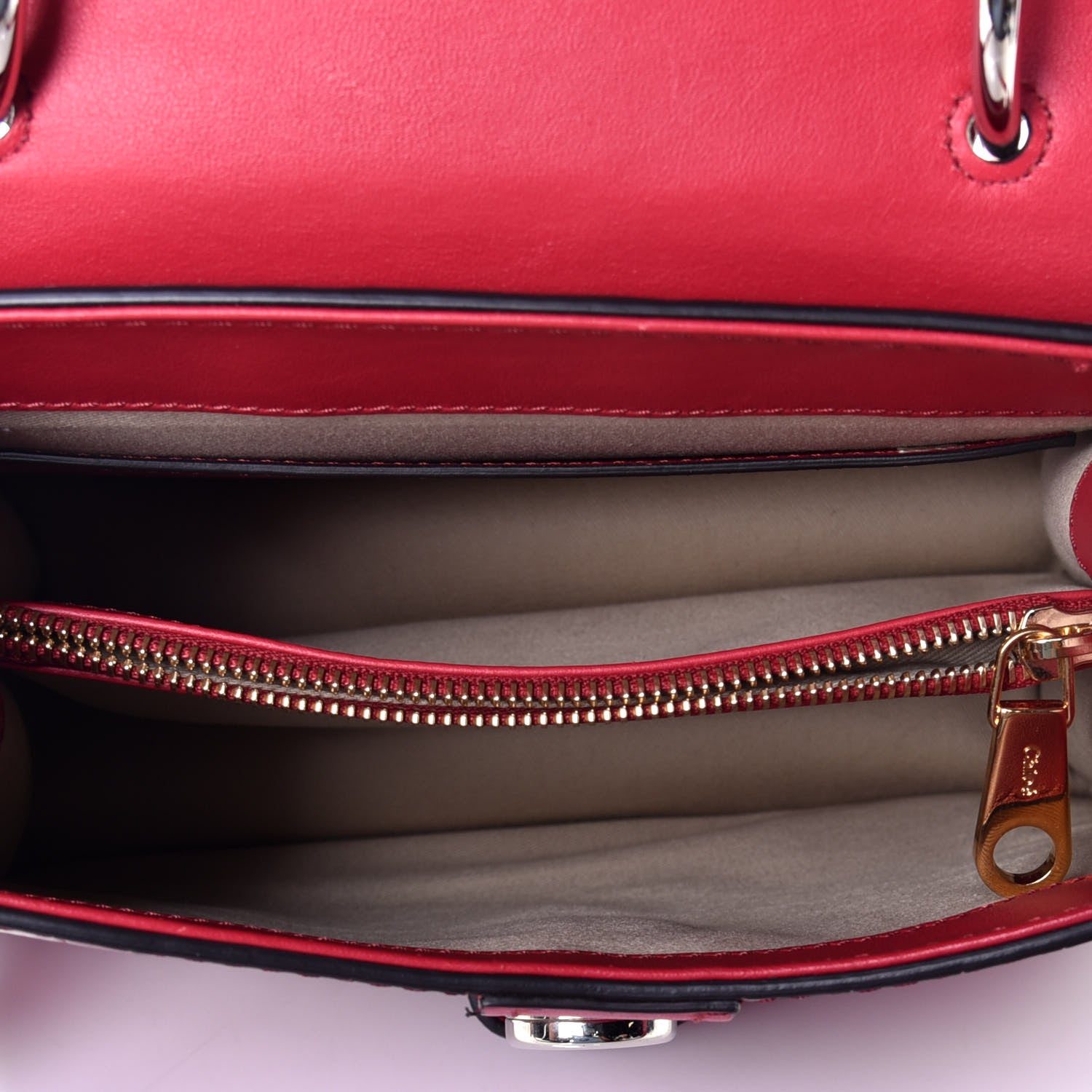 Chloe Calfskin Crocodile Embossed Small Aby Day Shoulder Bag Dusky Red 5 of 8
