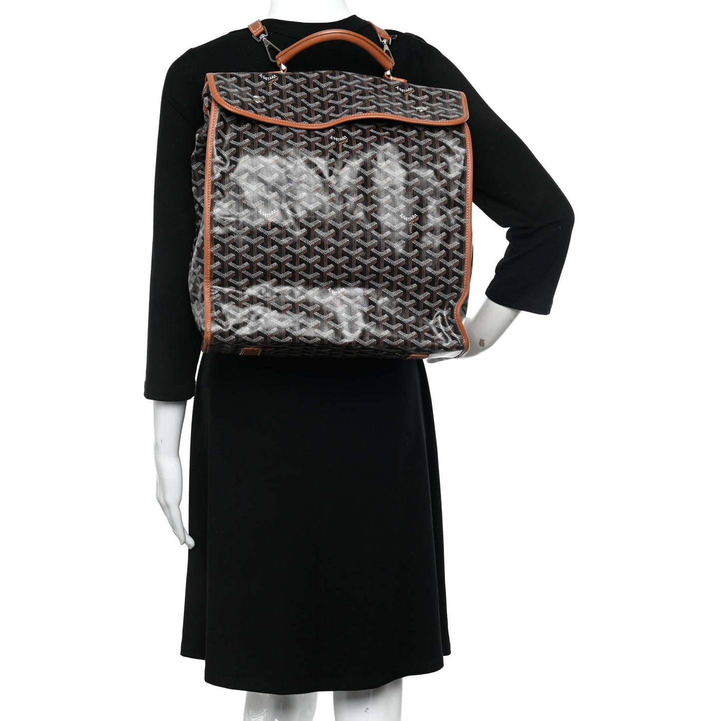 Goyardine Saint Leger Soft Briefcase Backpack Black Gold
