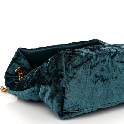 Saint Laurent Crushed Velvet Quilted Small Loulou Puffer Monogram Chain Satchel Emerald 8 of 9