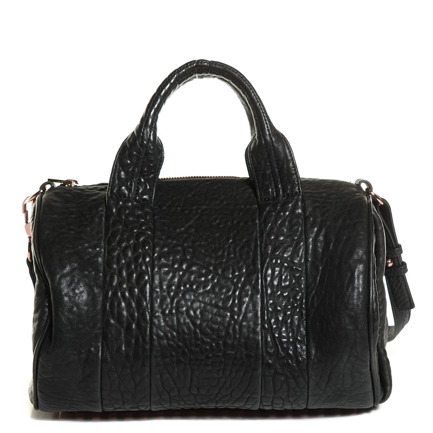 Pebbled Lambskin Rocco Black Rose Gold Hardware