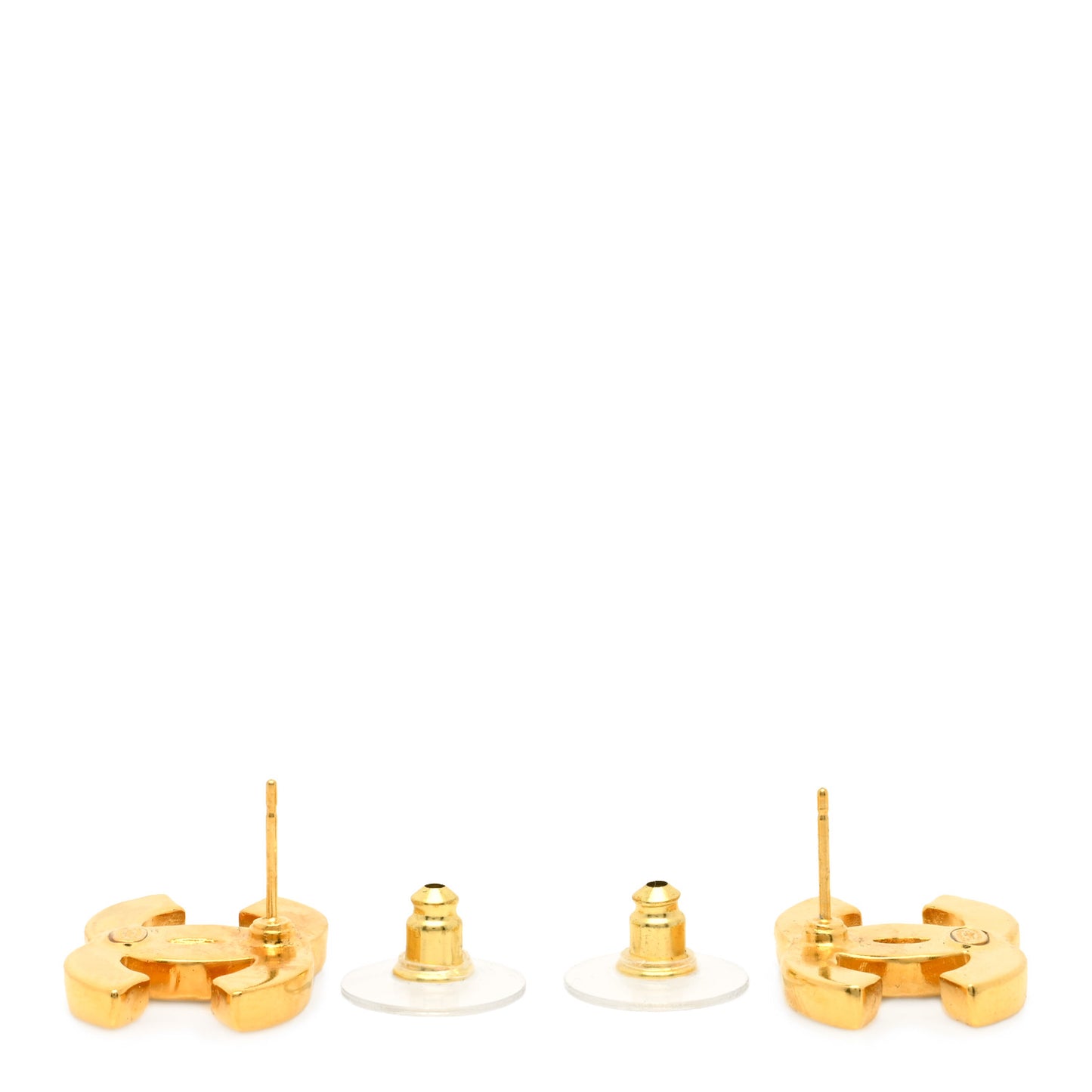 Resin CC Stud Earrings Black Gold