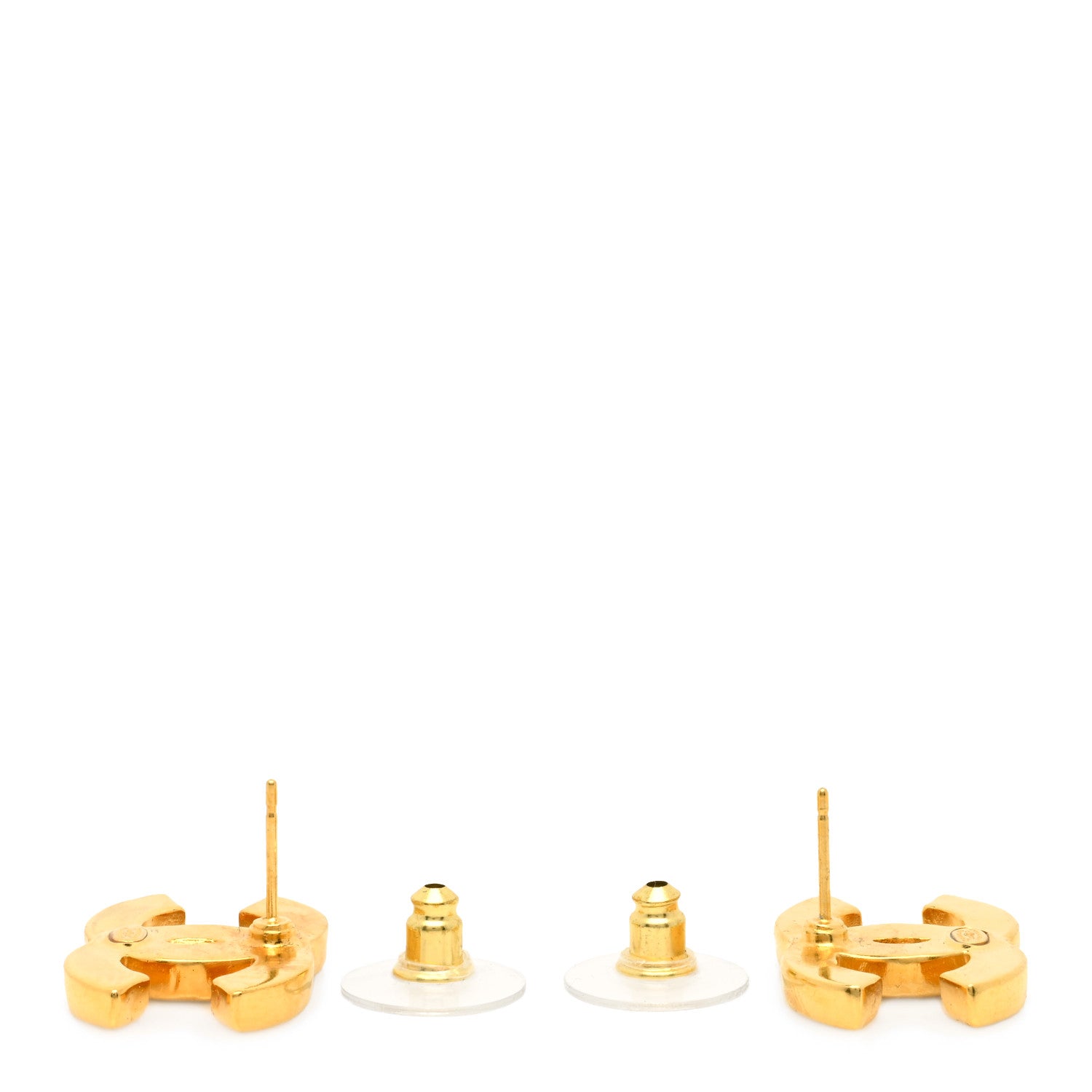 Chanel Resin CC Stud Earrings Black Gold 2 of 3