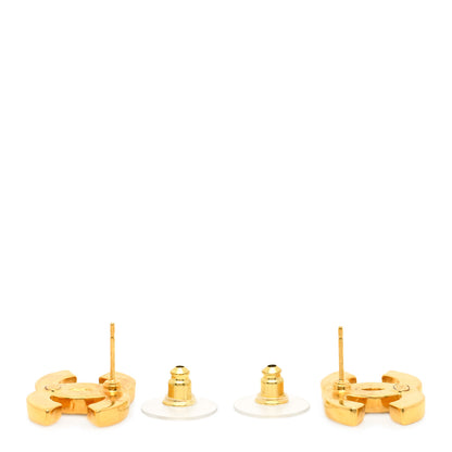 Chanel Resin CC Stud Earrings Black Gold 2 of 3