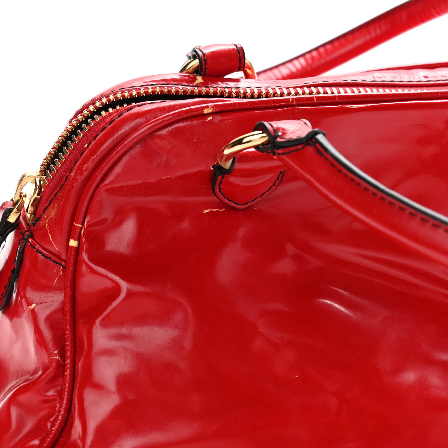 Valentino Garavani Patent Lacca Bow Bowling Bag Red 13 of 20