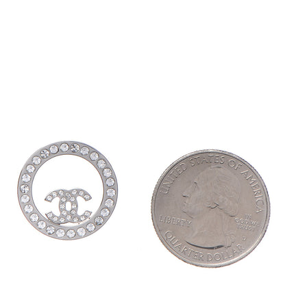 Chanel Crystal CC Round Earrings Silver 2 of 6