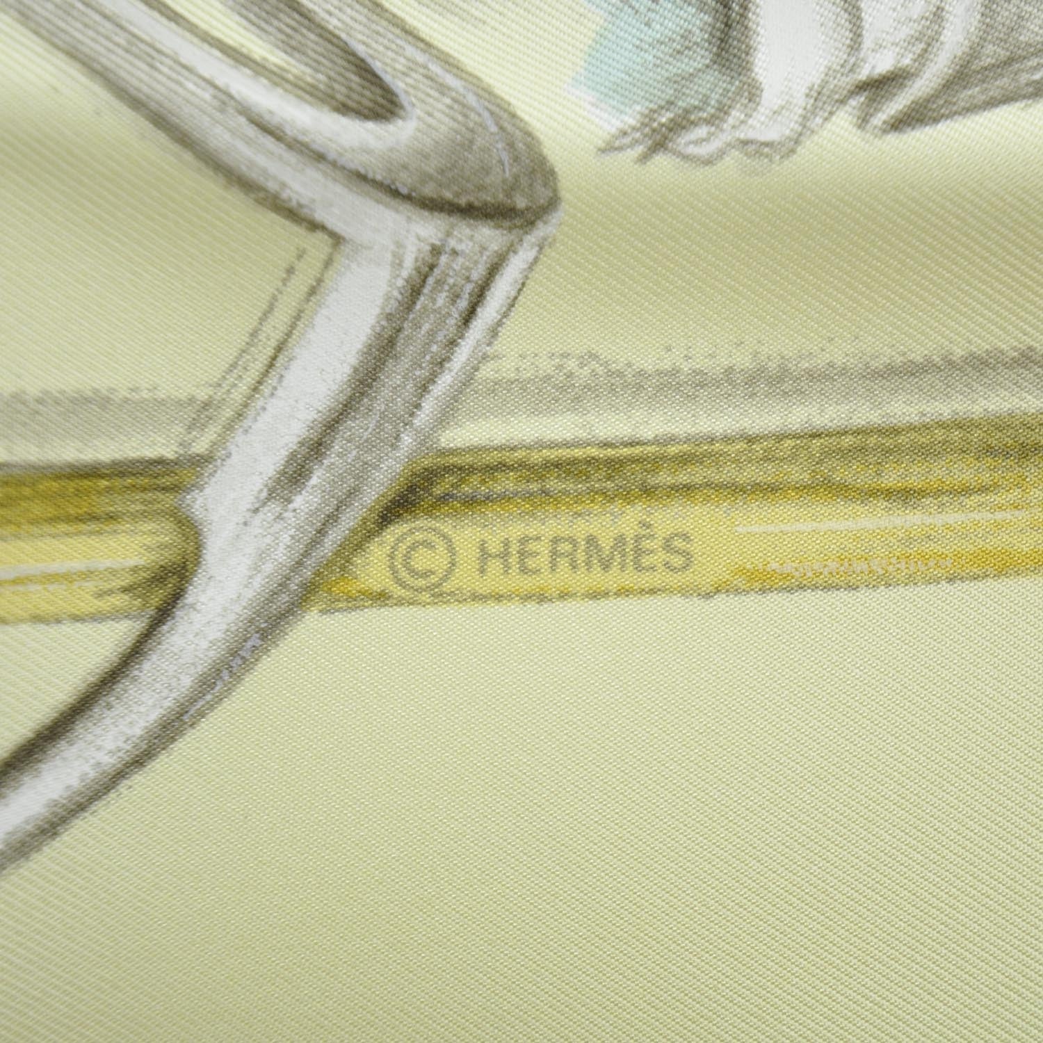 Hermes Silk A Propos de Bottes Scarf 90 Jaune 7 of 8