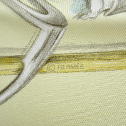 Hermes Silk A Propos de Bottes Scarf 90 Jaune 7 of 8
