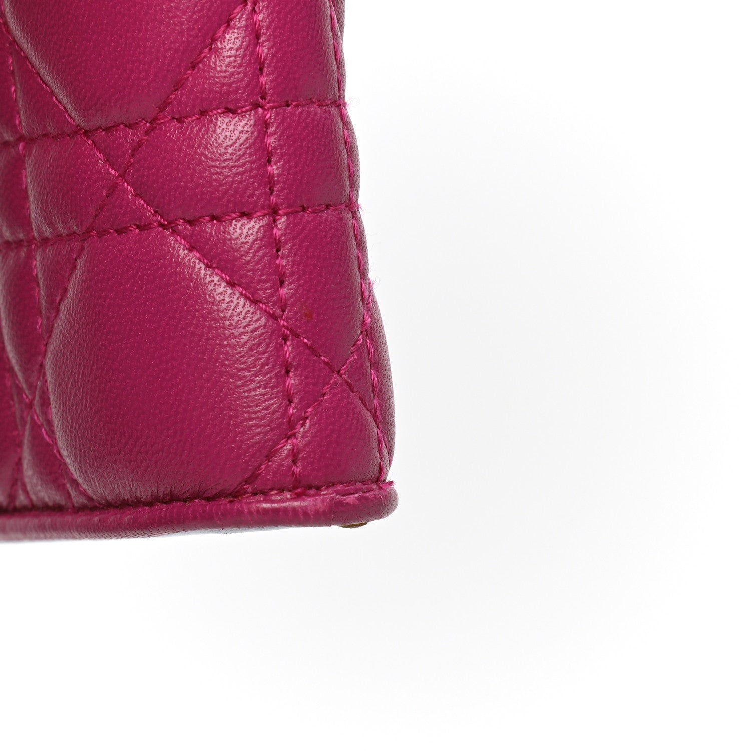 Christian Dior Lambskin Cannage Lady Dior Rendezvous Wallet On Chain Fuchsia 5 of 5