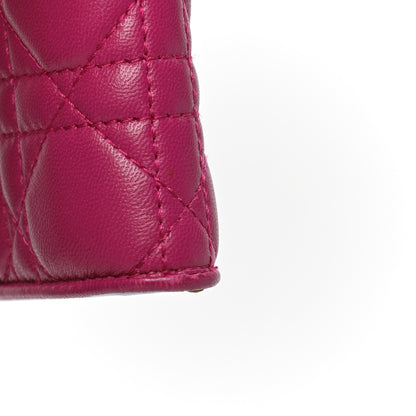 Christian Dior Lambskin Cannage Lady Dior Rendezvous Wallet On Chain Fuchsia 5 of 5