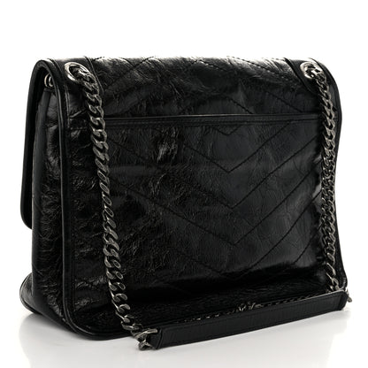 Saint Laurent Crinkled Calfskin Matelasse Monogram Medium Niki Chain Satchel Black 3 of 10