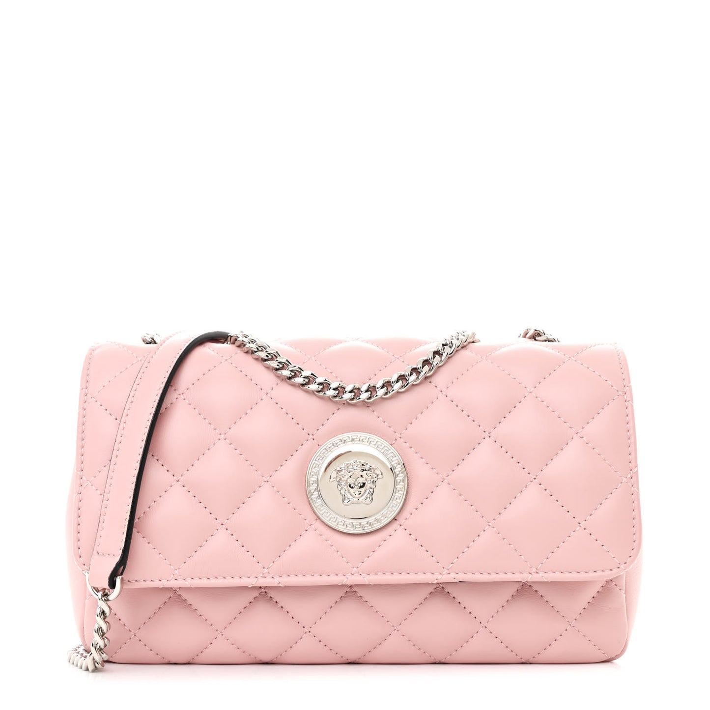 Nappa Quilted Medusa Chain Crossbody Light Pink