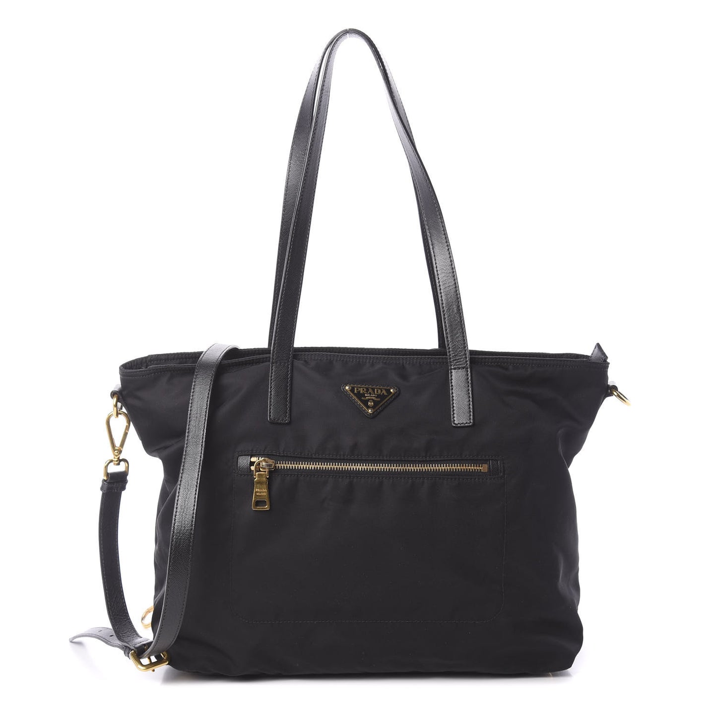 Tessuto Nylon Saffiano Shopping Tote Black
