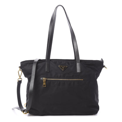 Prada Tessuto Nylon Saffiano Shopping Tote Black 1 of 10