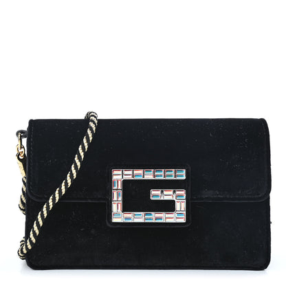 Gucci Velvet Crystal Square G Shoulder Bag Black 1 of 9