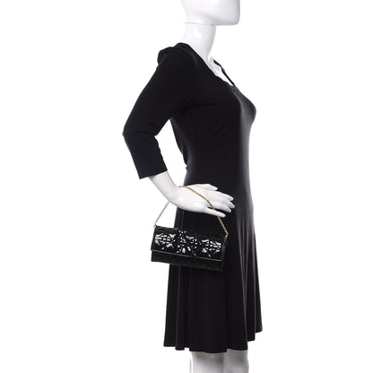 Christian Dior Patent Cannage Rendezvous Chain Wallet Black 2 of 10