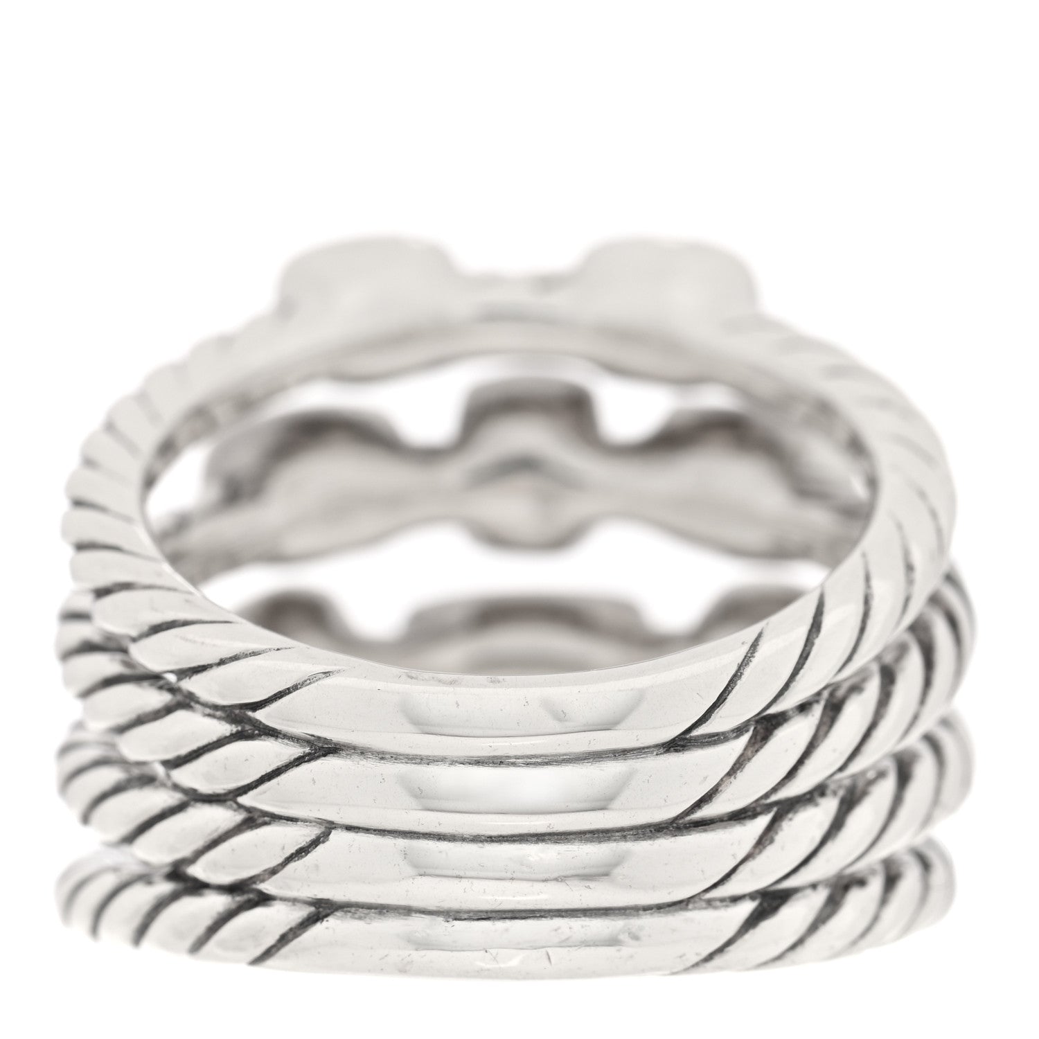 David Yurman Sterling Silver 18K Yellow Gold Multi Gemstone Confetti 4 Row Ring 57 8 3 of 4