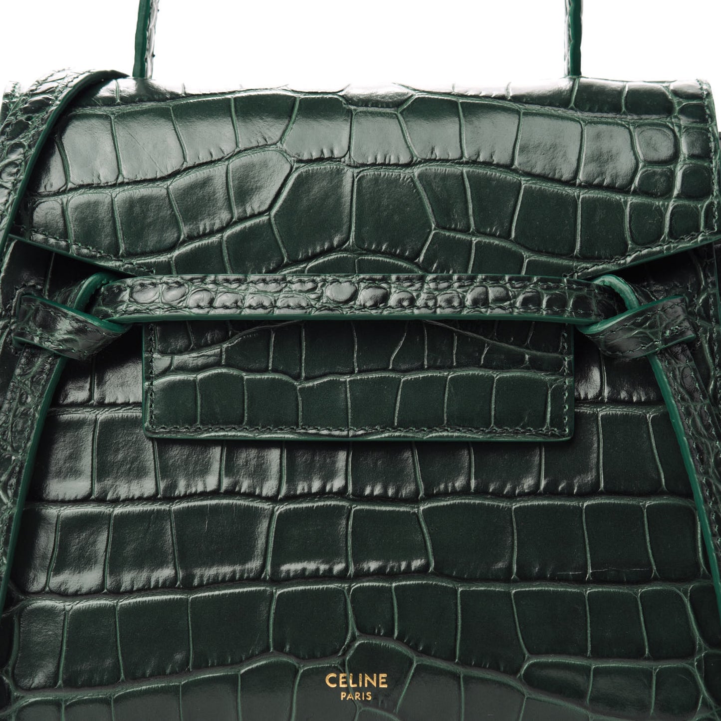 Calfskin Crocodile Embossed Nano Belt Bag Amazone