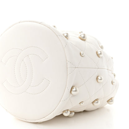 Chanel Lambskin Quilted Pearl About Pearls Drawstring Bag White 11 of 13