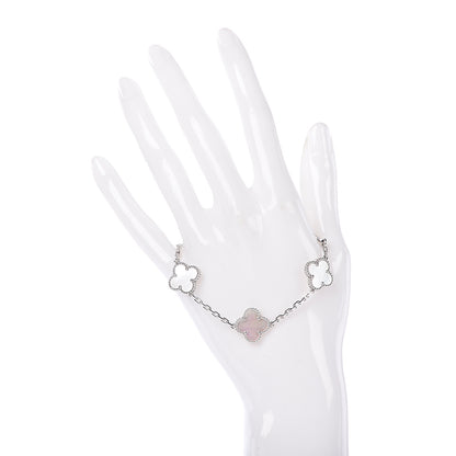 Van Cleef & Arpels 18K White Gold Mother of Pearl 5 Motifs Vintage Alhambra Bracelet 2 of 5