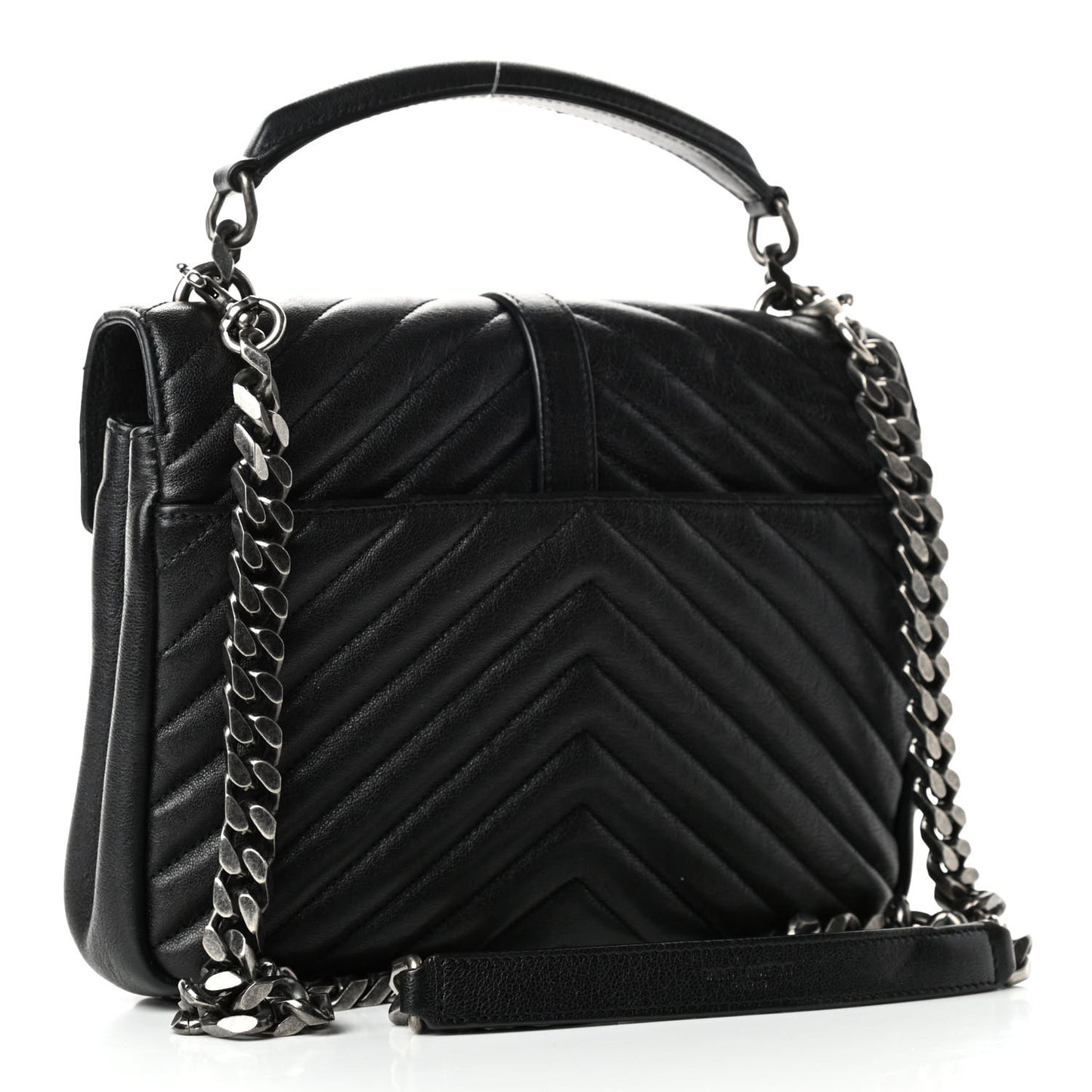 Matelasse Chevron Monogram Medium College Bag Black
