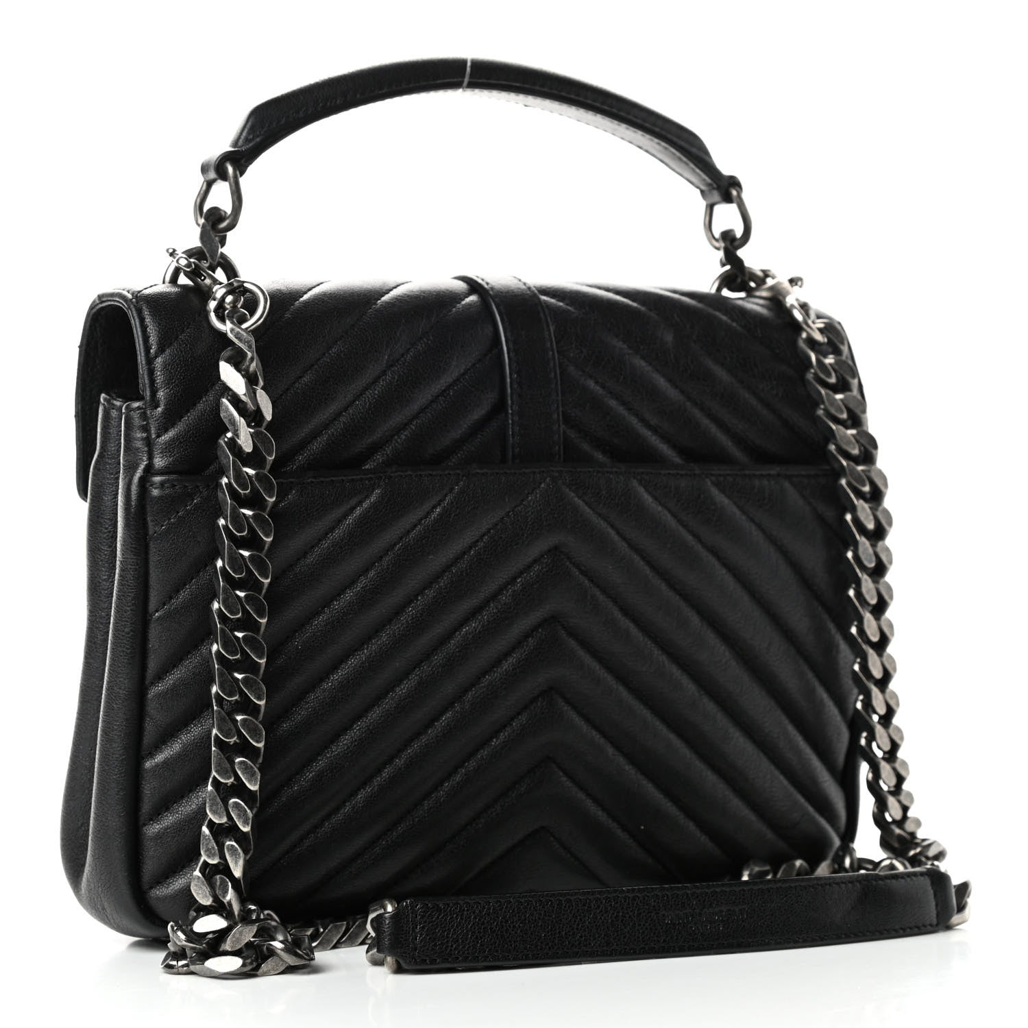 Saint Laurent Matelasse Chevron Monogram Medium College Bag Black 2 of 4