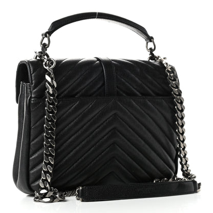 Saint Laurent Matelasse Chevron Monogram Medium College Bag Black 2 of 4