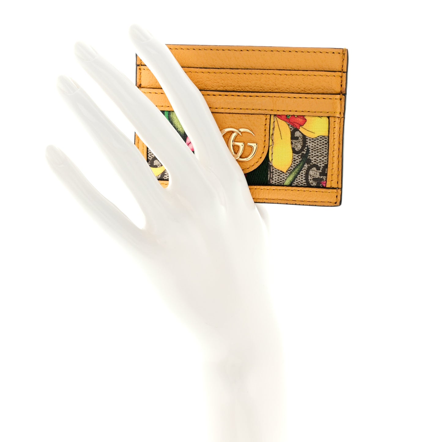 GG Supreme Monogram Flora Web Ophidia Card Holder Beige Multicolor Crop