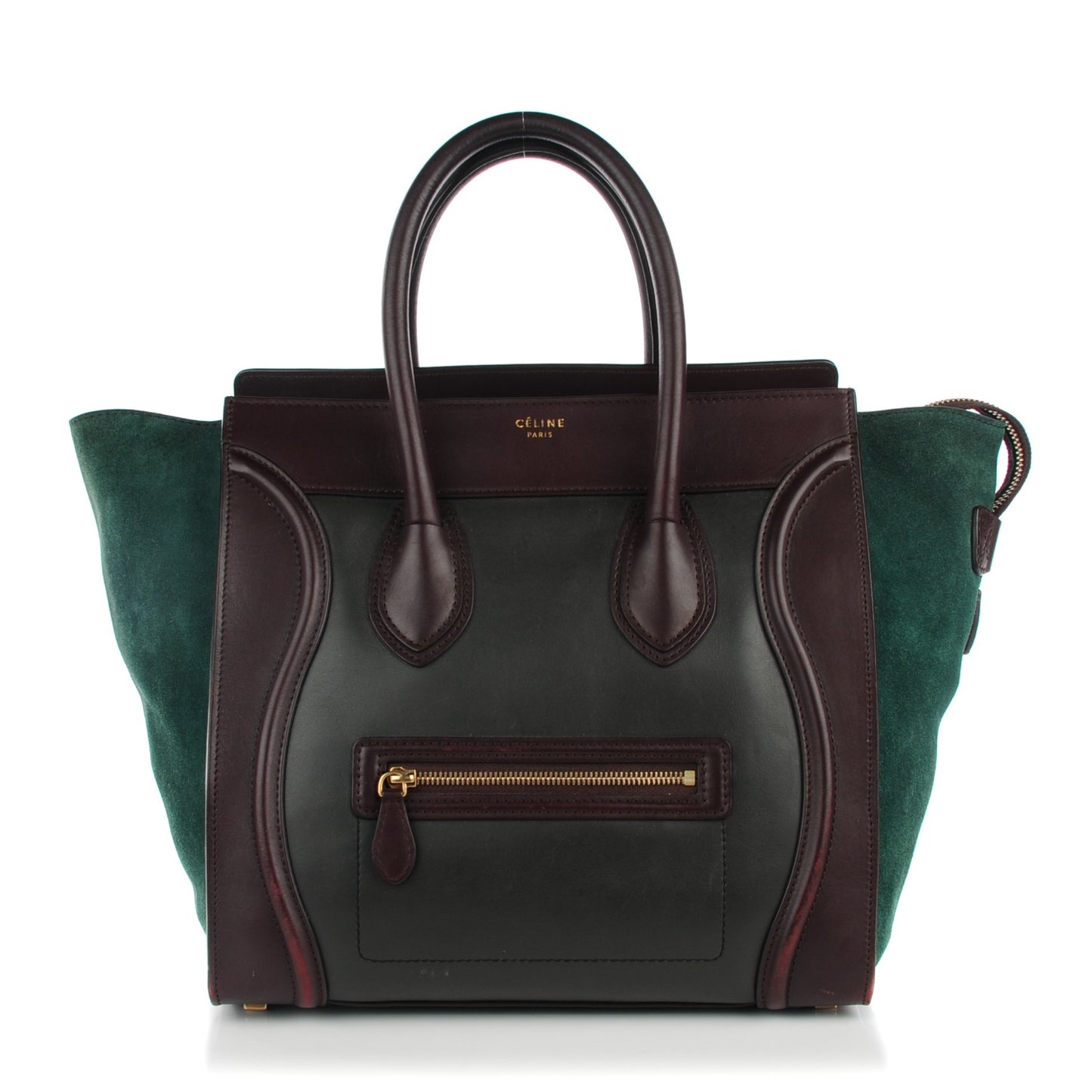 Smooth Calfskin Suede Mini Tri-Color Luggage Burgundy
