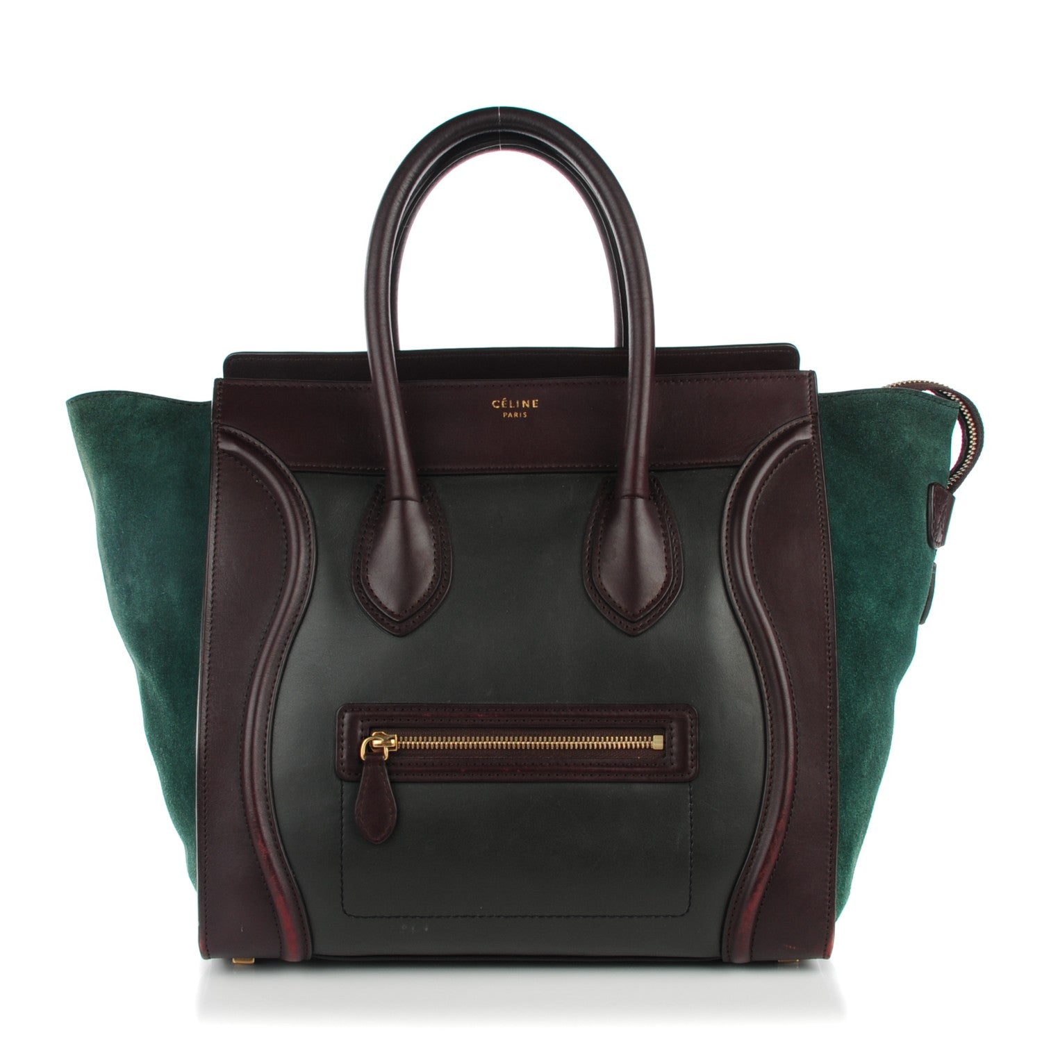 Celine Smooth Calfskin Suede Mini Tri-Color Luggage Burgundy 1 of 8