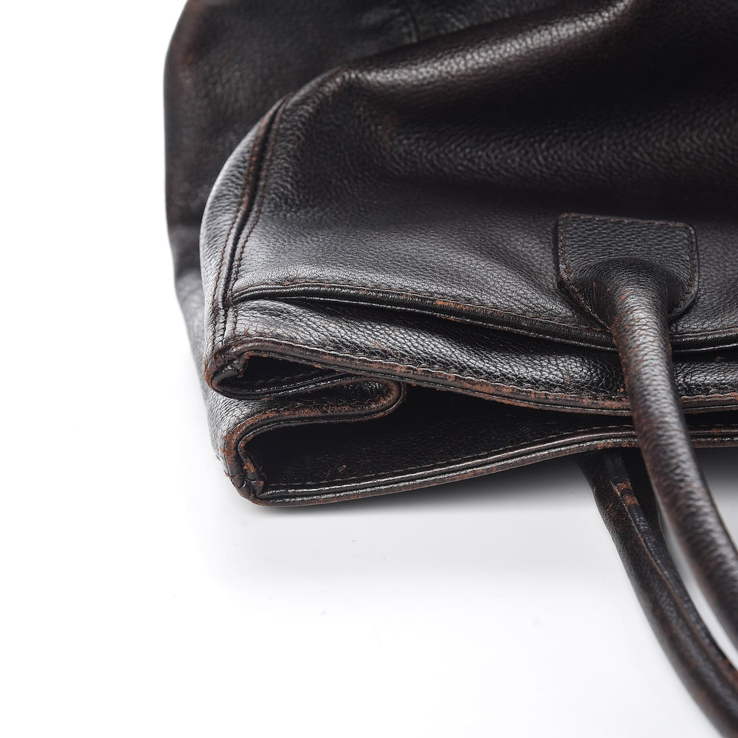 Calfskin Cerf Executive Shopper Tote Dark Brown