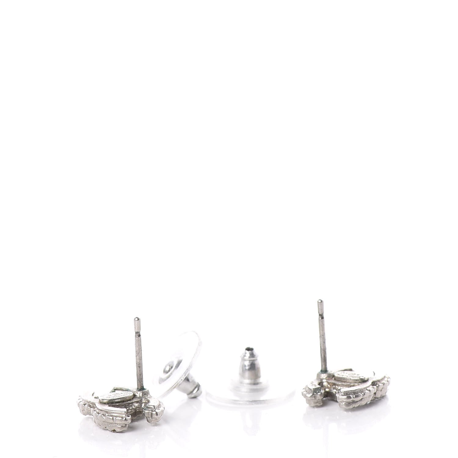 Chanel Crystal Mini Timeless CC Earrings Silver 3 of 4