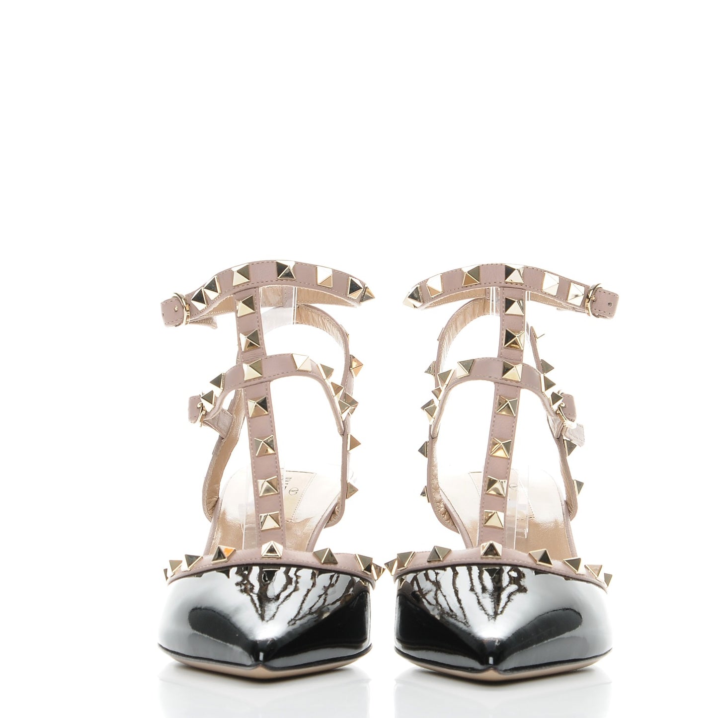 Patent Nappa Rockstud Ankle Strap 65mm Pumps 39 Black Poudre