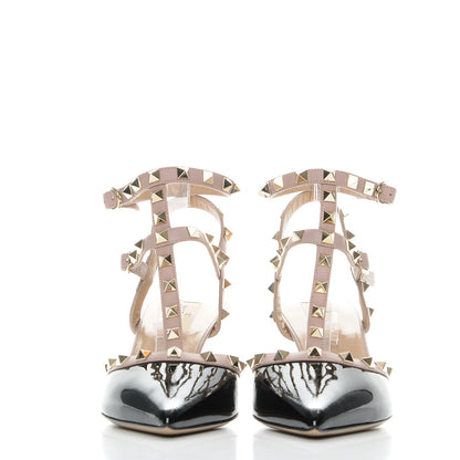 Valentino Garavani Patent Nappa Rockstud Ankle Strap 65mm Pumps 39 Black Poudre 2 of 11