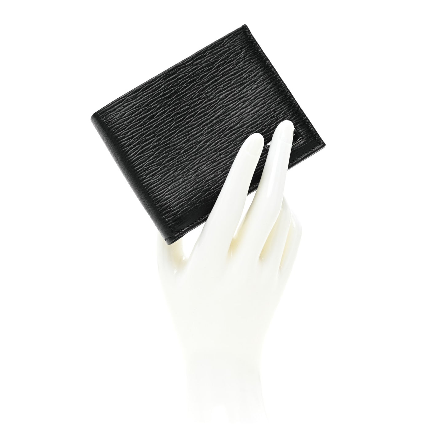 Mens Stamped Calfskin Revival Bi-Fold Wallet Black