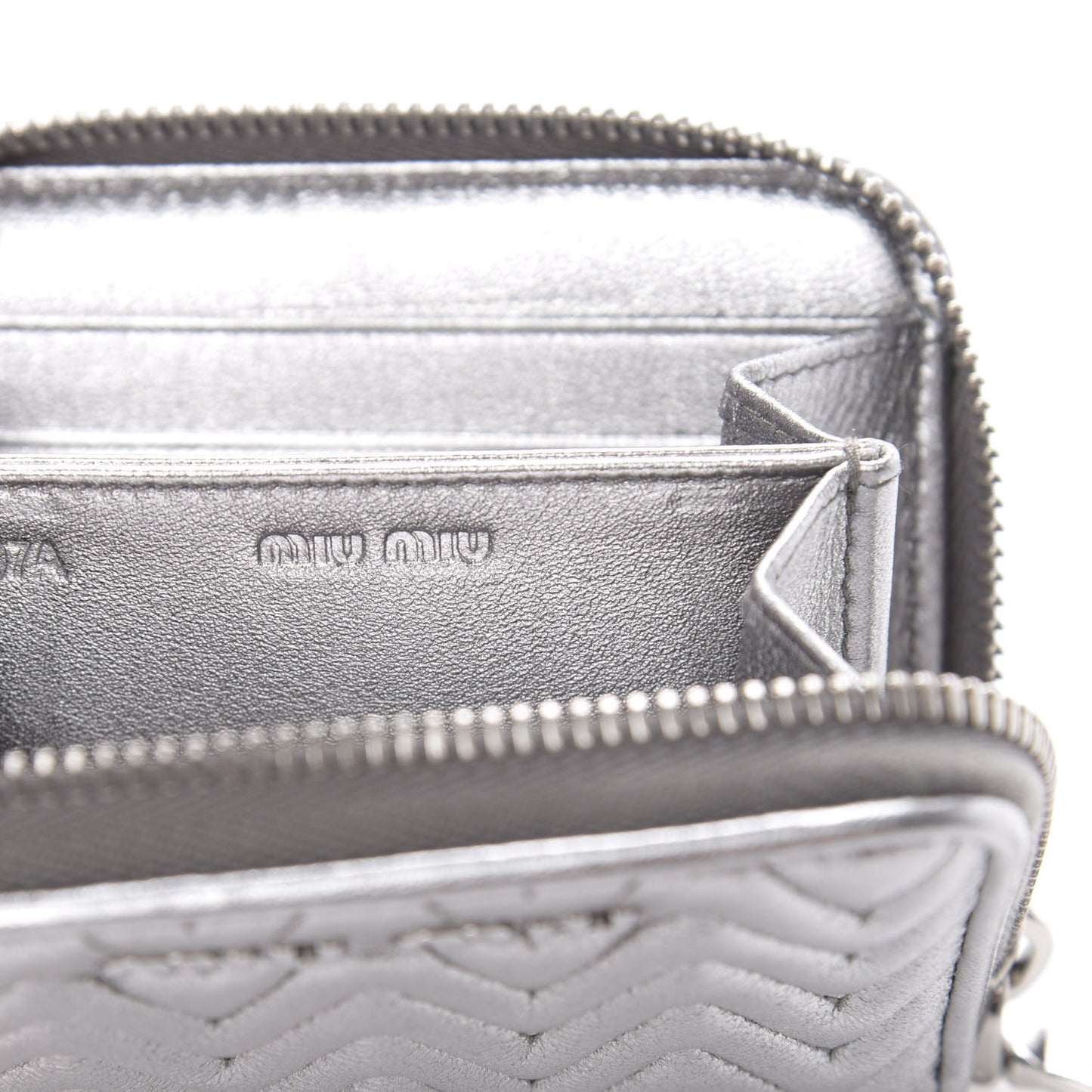 Metallic Nappa Impunture Zip Around Compact Wallet Chromo