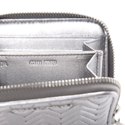 Miu Miu Metallic Nappa Impunture Zip Around Compact Wallet Chromo 6 of 9