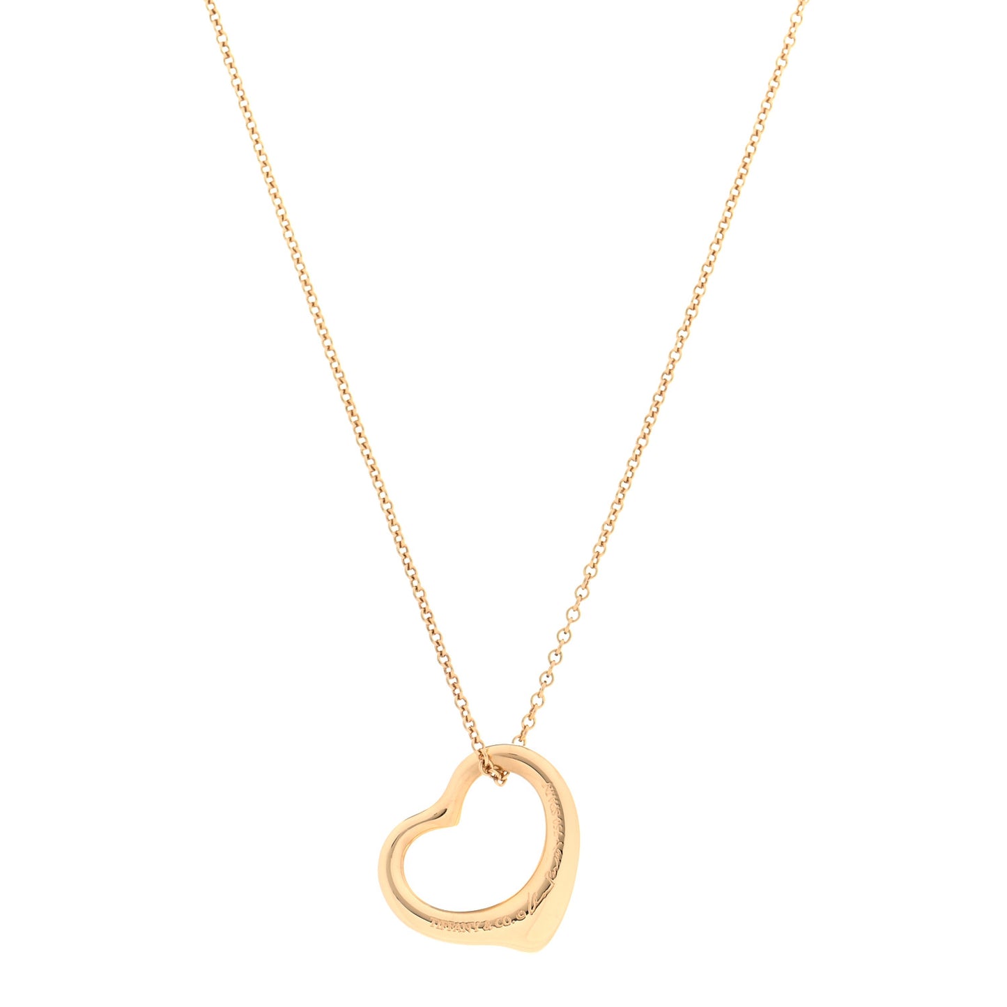 18K Yellow Gold 16mm Elsa Peretti Open Heart Pendant Necklace