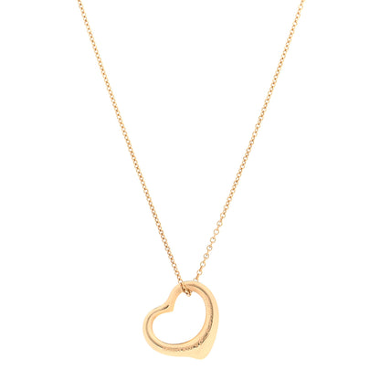Tiffany 18K Yellow Gold 16mm Elsa Peretti Open Heart Pendant Necklace 3 of 6