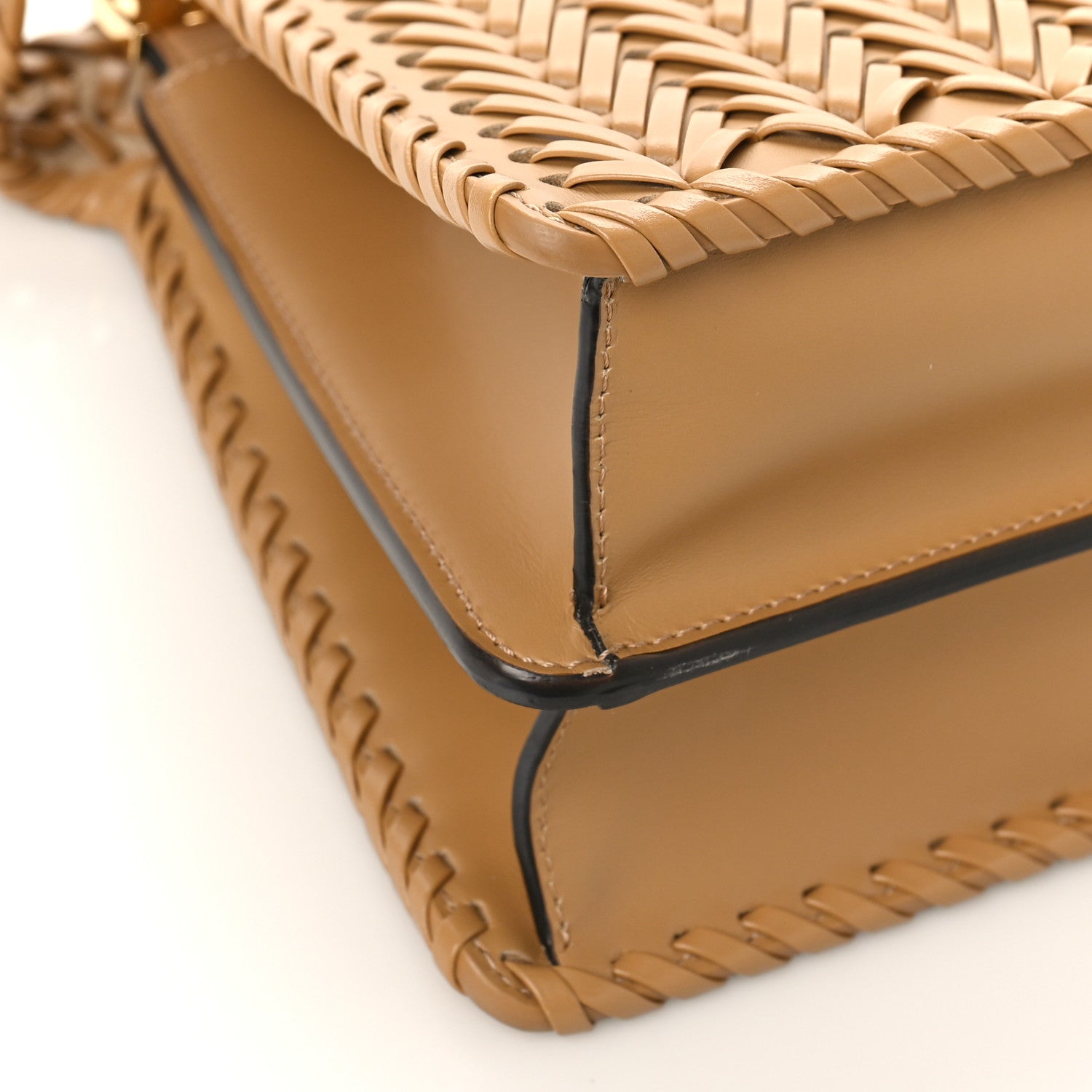Fendi Vitello King Shiny Nappa Intreccio Small Peekaboo I SEE U Satchel Miele Scuro 8 of 9