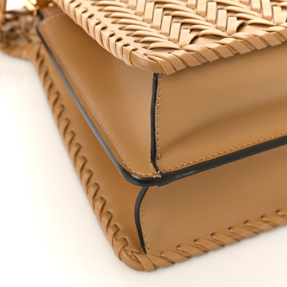 Fendi Vitello King Shiny Nappa Intreccio Small Peekaboo I SEE U Satchel Miele Scuro 8 of 9