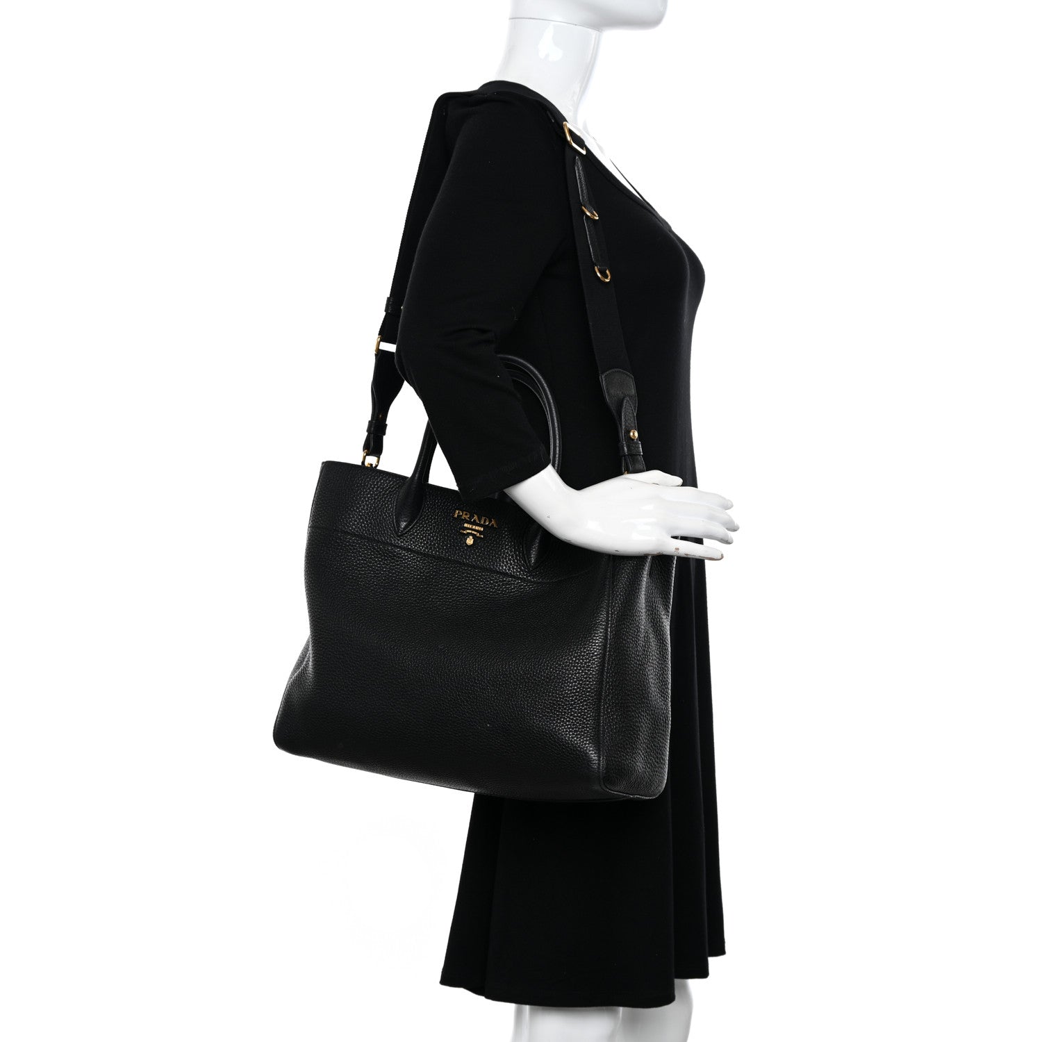 Prada Vitello Phenix Tote Black 2 of 11