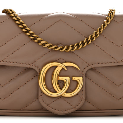 Gucci Calfskin Matelasse Super Mini GG Marmont Shoulder Bag Porcelain Rose 12 of 13