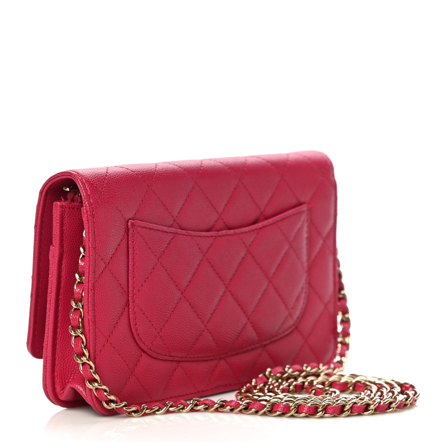 Caviar Quilted Wallet On Chain WOC Dark Pink
