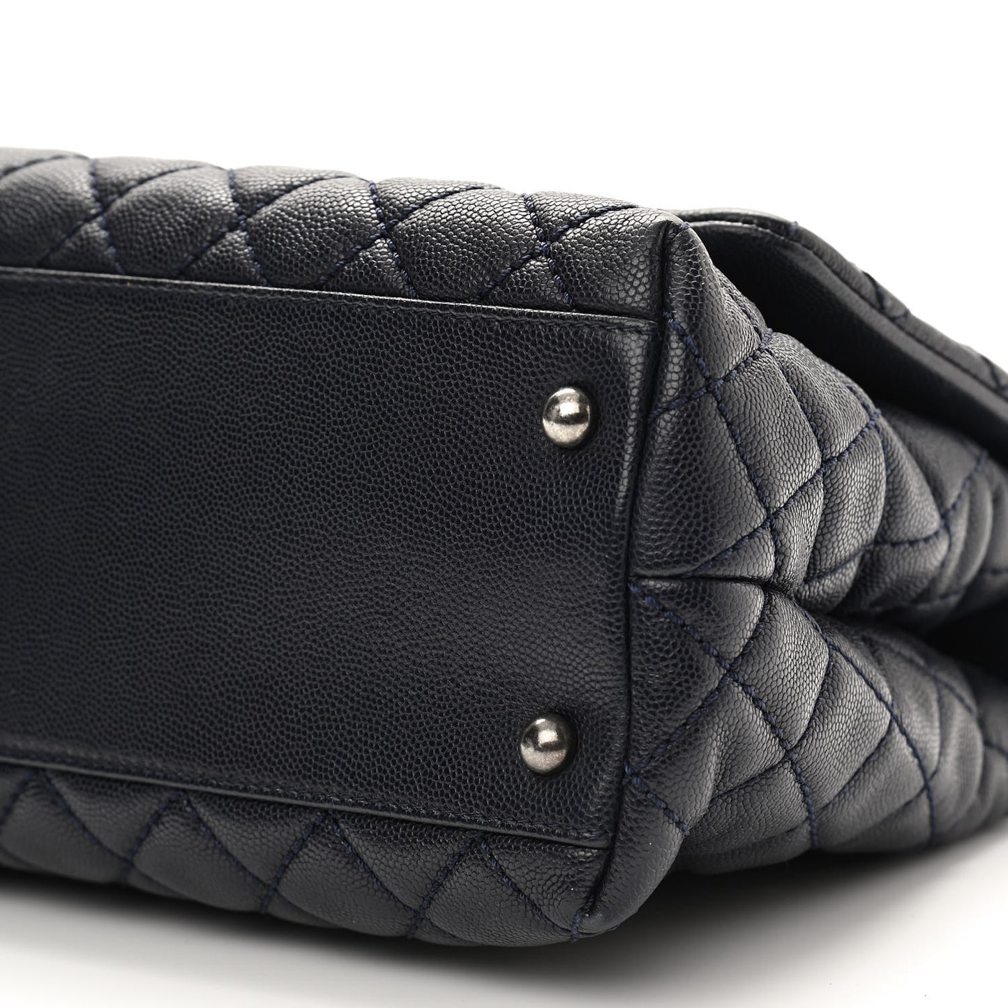 Caviar Lizard Embossed Quilted Small Coco Handle Flap Dark Blue
