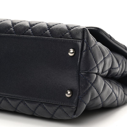 Chanel Caviar Lizard Embossed Quilted Small Coco Handle Flap Dark Blue 10 of 12