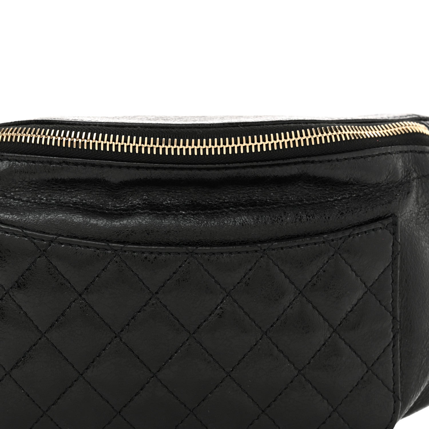 Chanel Crumpled Glazed Lambskin Quilted Waist Bag Fanny Pack Black 8 of 11
